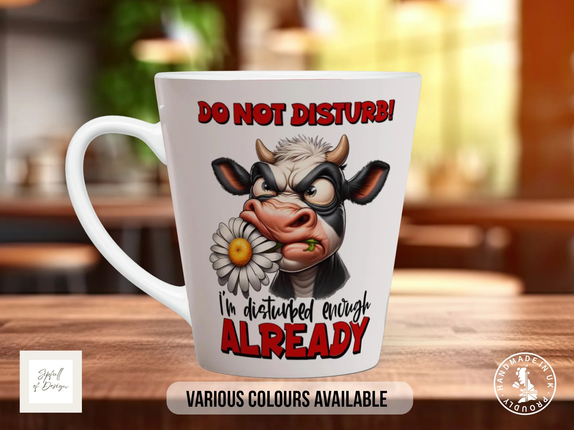 Do Not Disturb I'm Disturbed Enough Already Mug | Funny Grumpy Cow Gift 12oz Latte