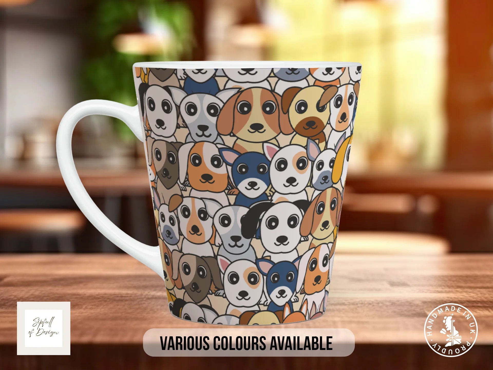 Dog Crowd Mug | Colourful Puppy Pattern | Dog Lover Gift 12oz Latte