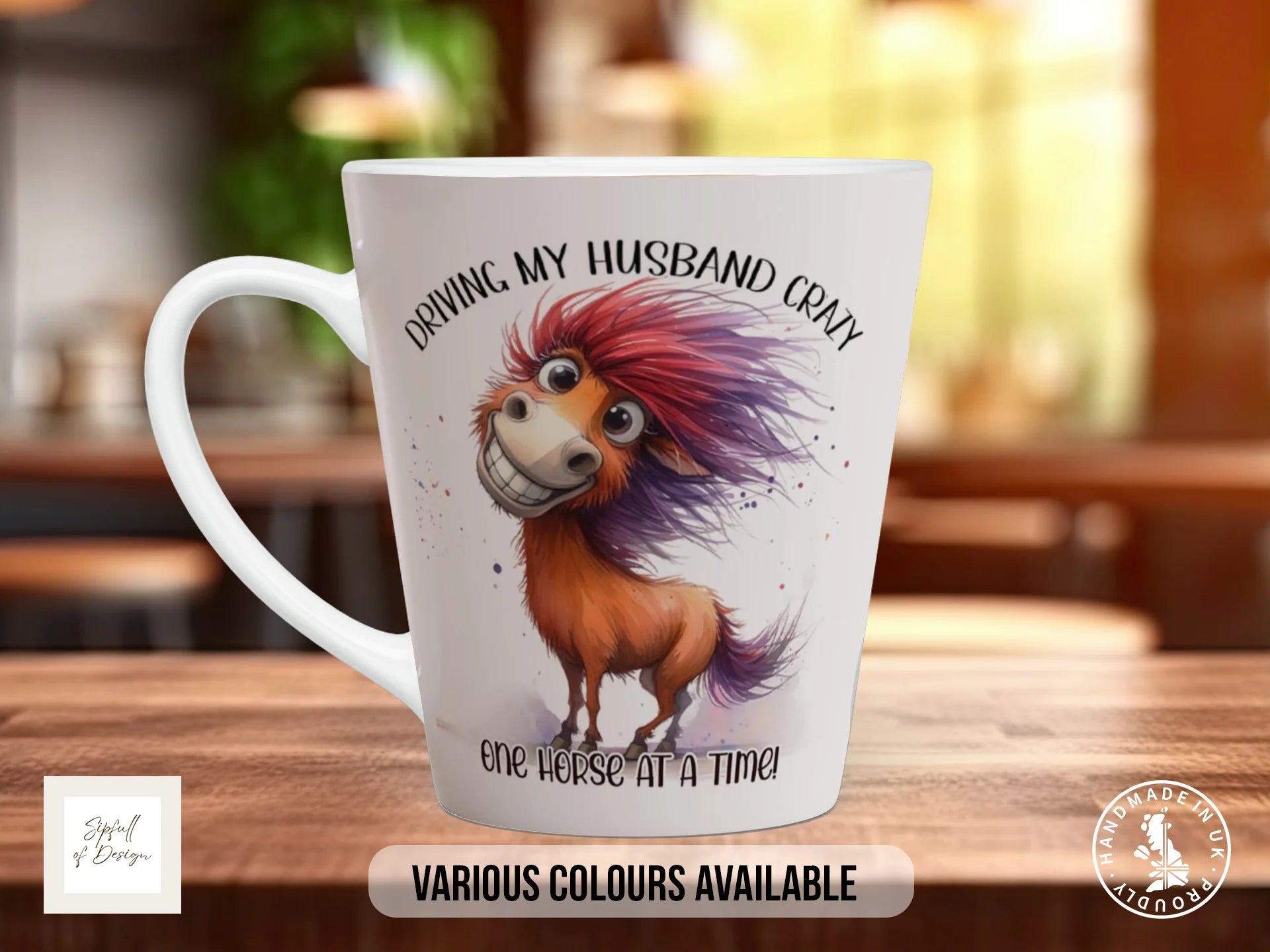 Driving My Husband Crazy One Horse at a Time Mug | Funny Horse Gift 12oz Latte