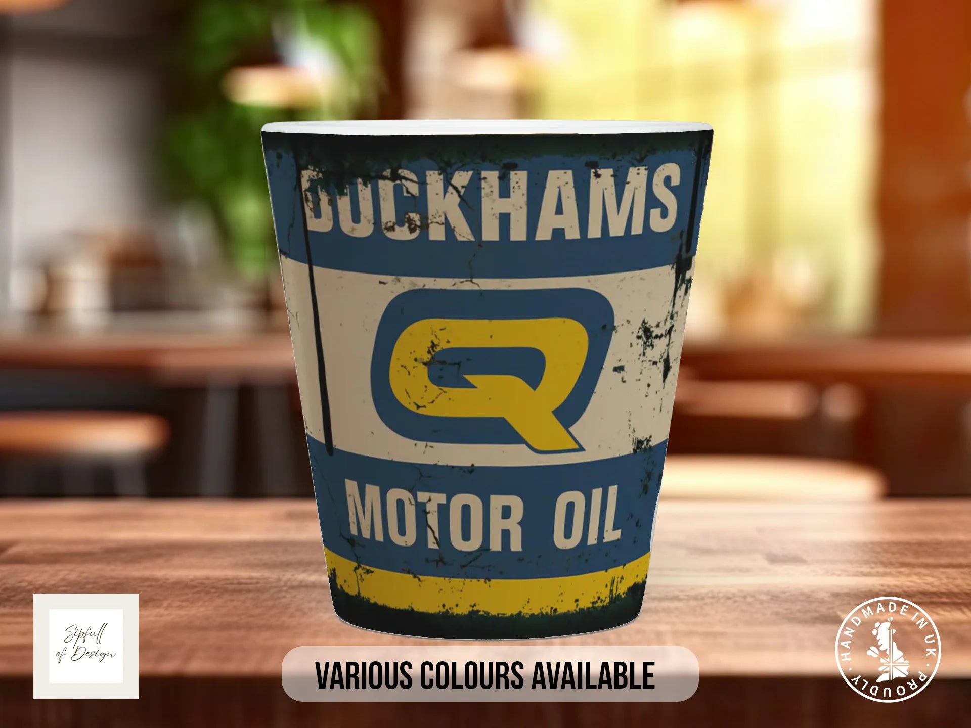 Duckhams Q Motor Oil Mug | Retro Racing Mug for Car Lovers 12oz Latte