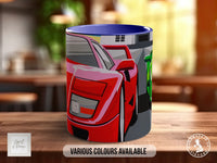Ferrari F40 and Lamborghini Huracán Signature Mug – Joel Clark artwork, centre view