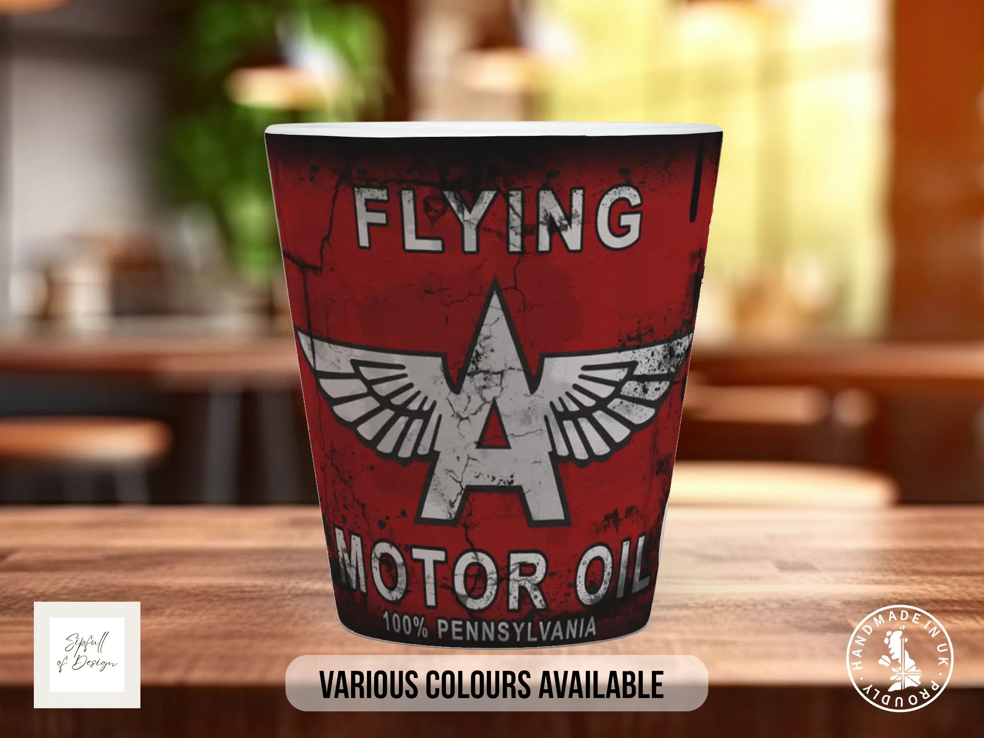 Flying A Motor Oil Mug | Vintage Americana Garage Gift 12oz Latte