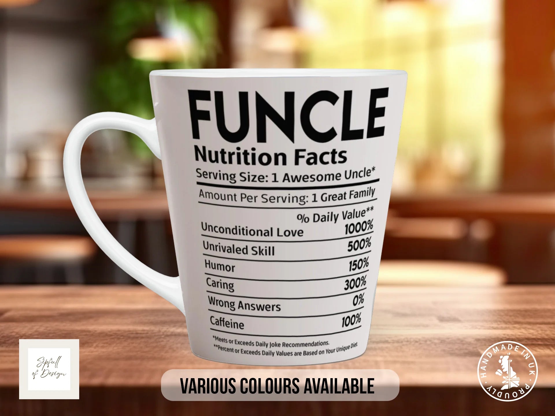 Funcle Nutrition Facts Mug | Funny Uncle Gift 12oz Latte
