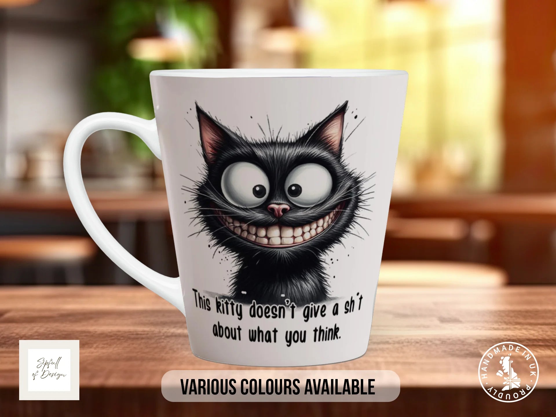 Funny Black Cat Mug | Sassy Cat Gift for Cat Lovers 12oz Latte