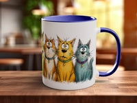 Funny Cats Mug – goggle-eyed cartoon cats, right view
