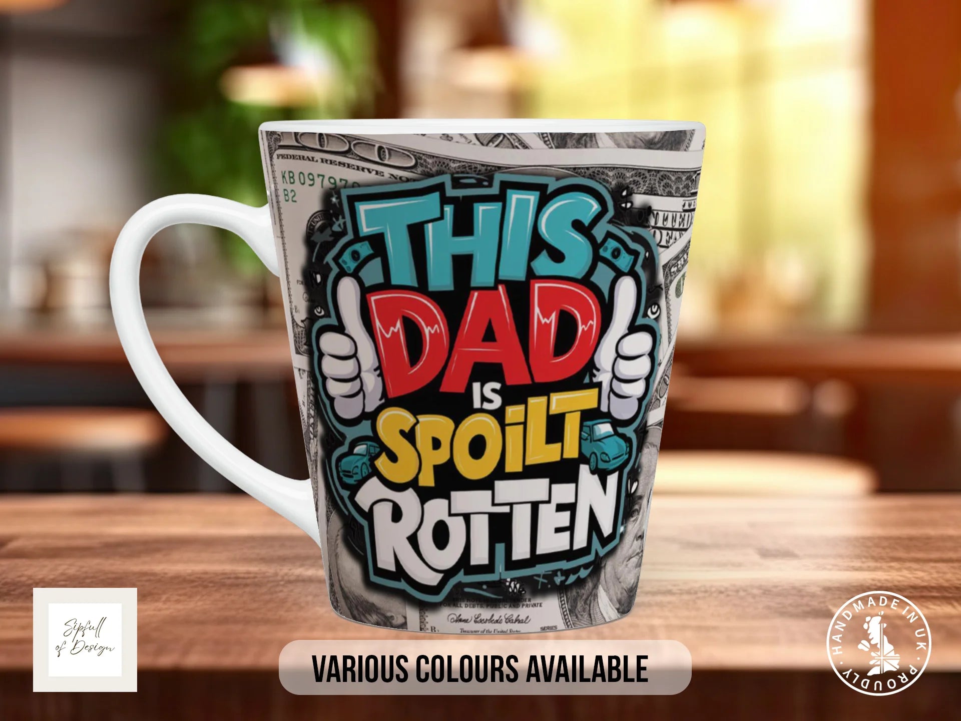This Dad is Spoilt Rotten Mug | Funny Father's Day Gift 12oz Latte