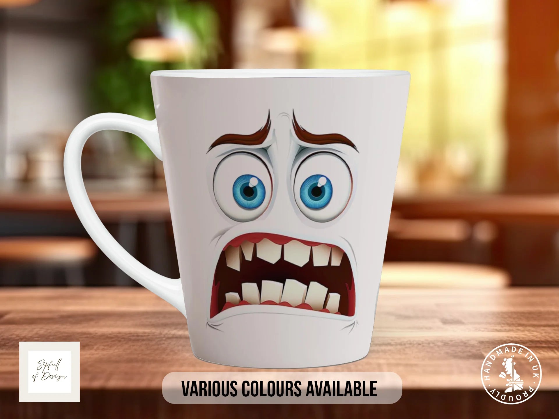 Screaming Face Mug | Funny Cartoon Distressed Expression Gift 12oz Latte