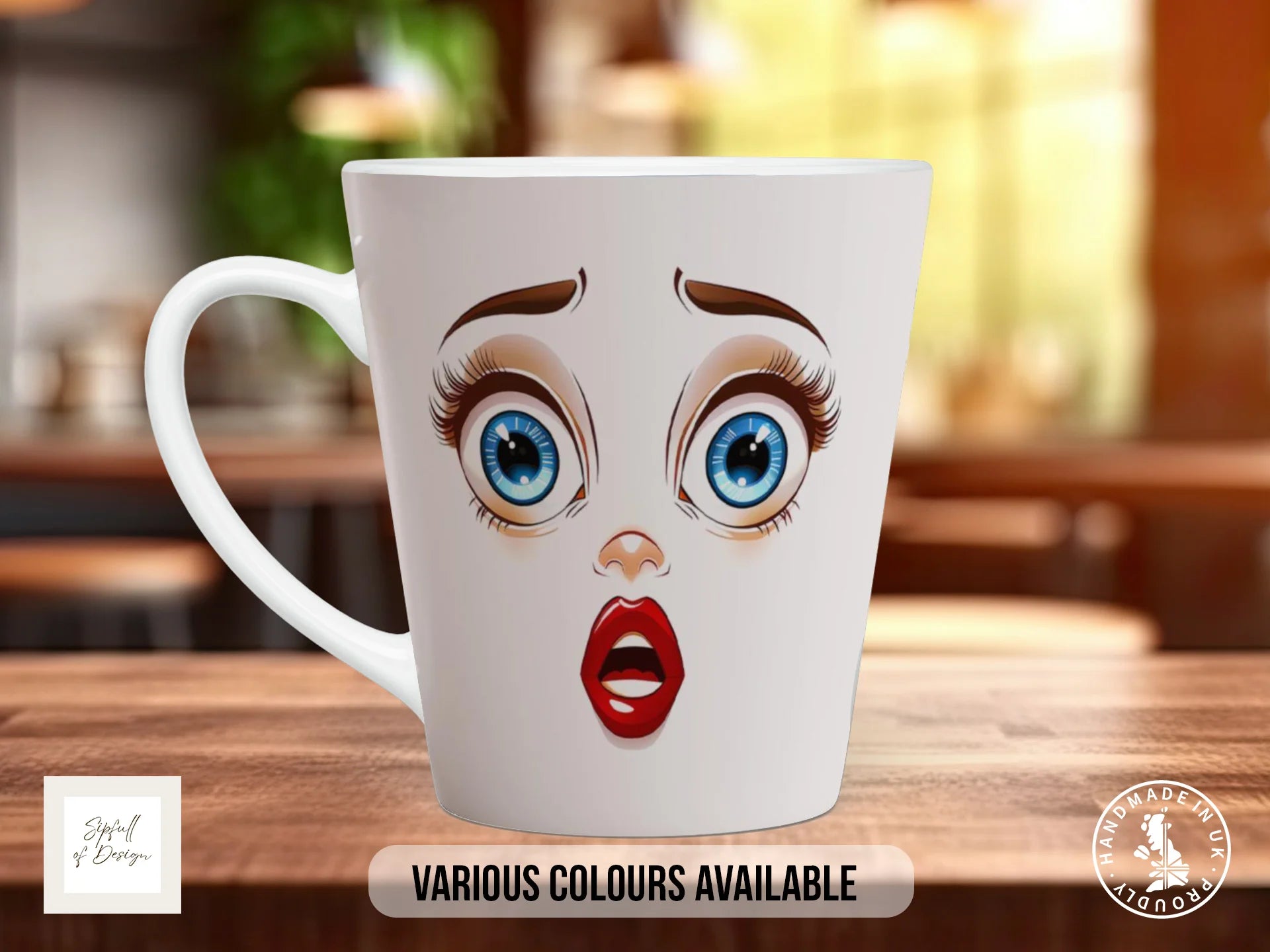 Shocked Face Mug | Funny Cartoon Expression Gift 12oz Latte