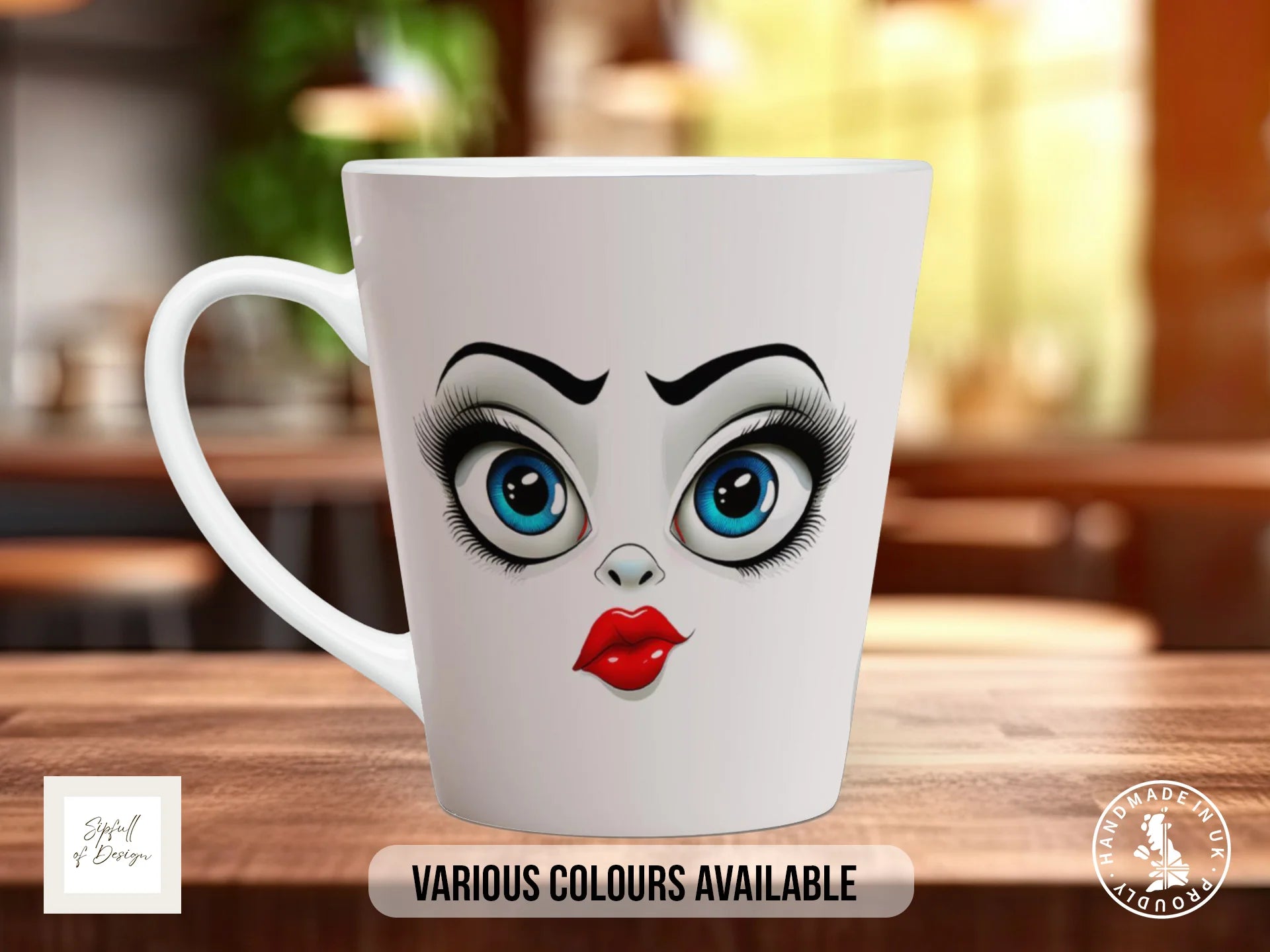 Sceptical Face Mug | Funny Cartoon Expression Gift 12oz Latte