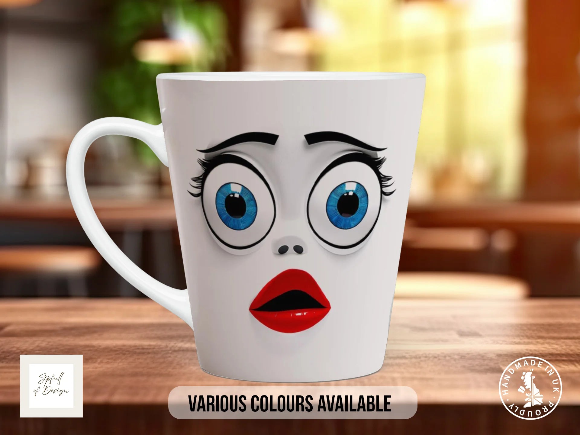 Surprised Face Mug | Funny Cartoon Expression Gift 12oz Latte