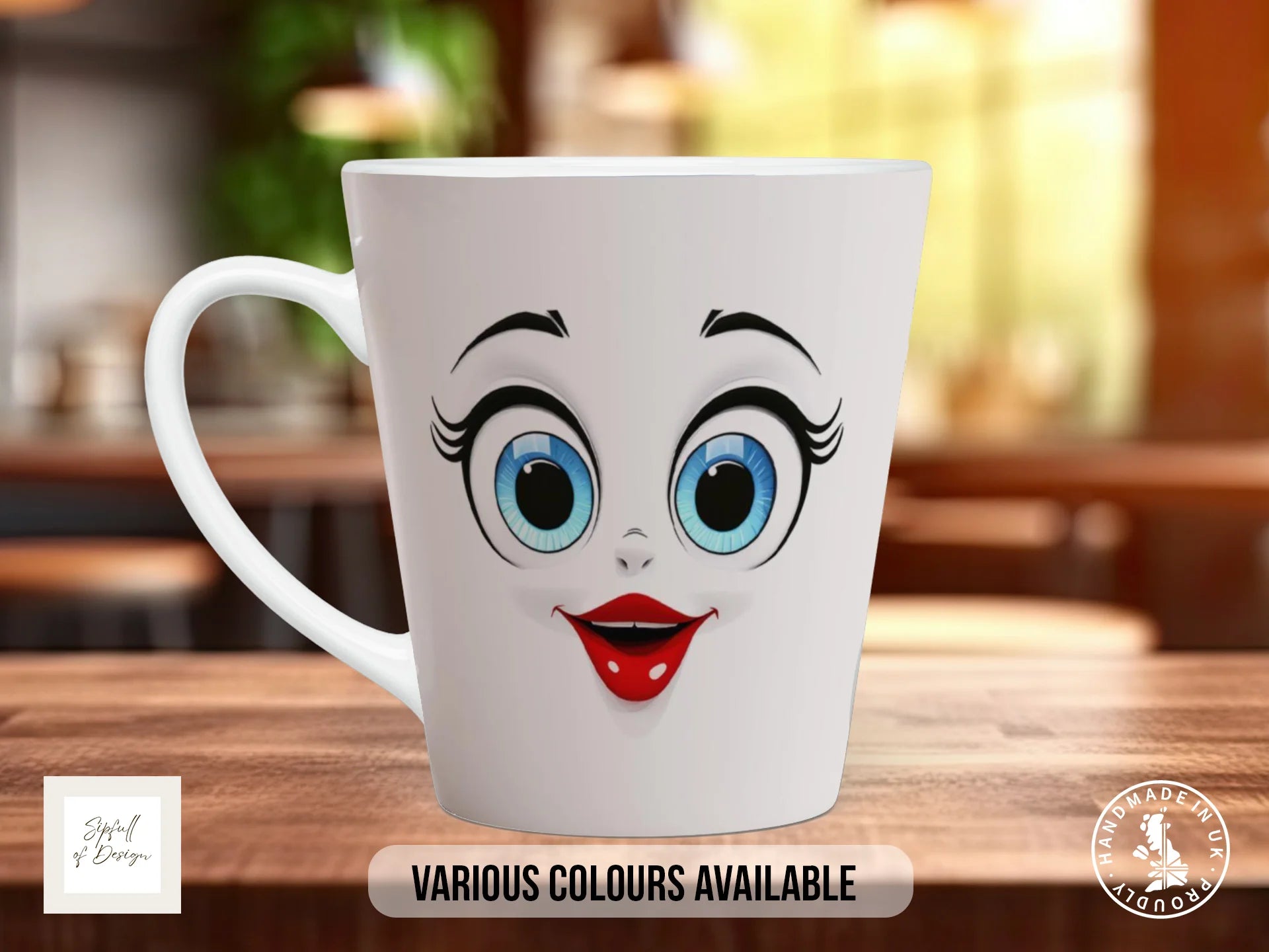 Glamorous Face Mug | Funny Cartoon Diva Gift 12oz Latte