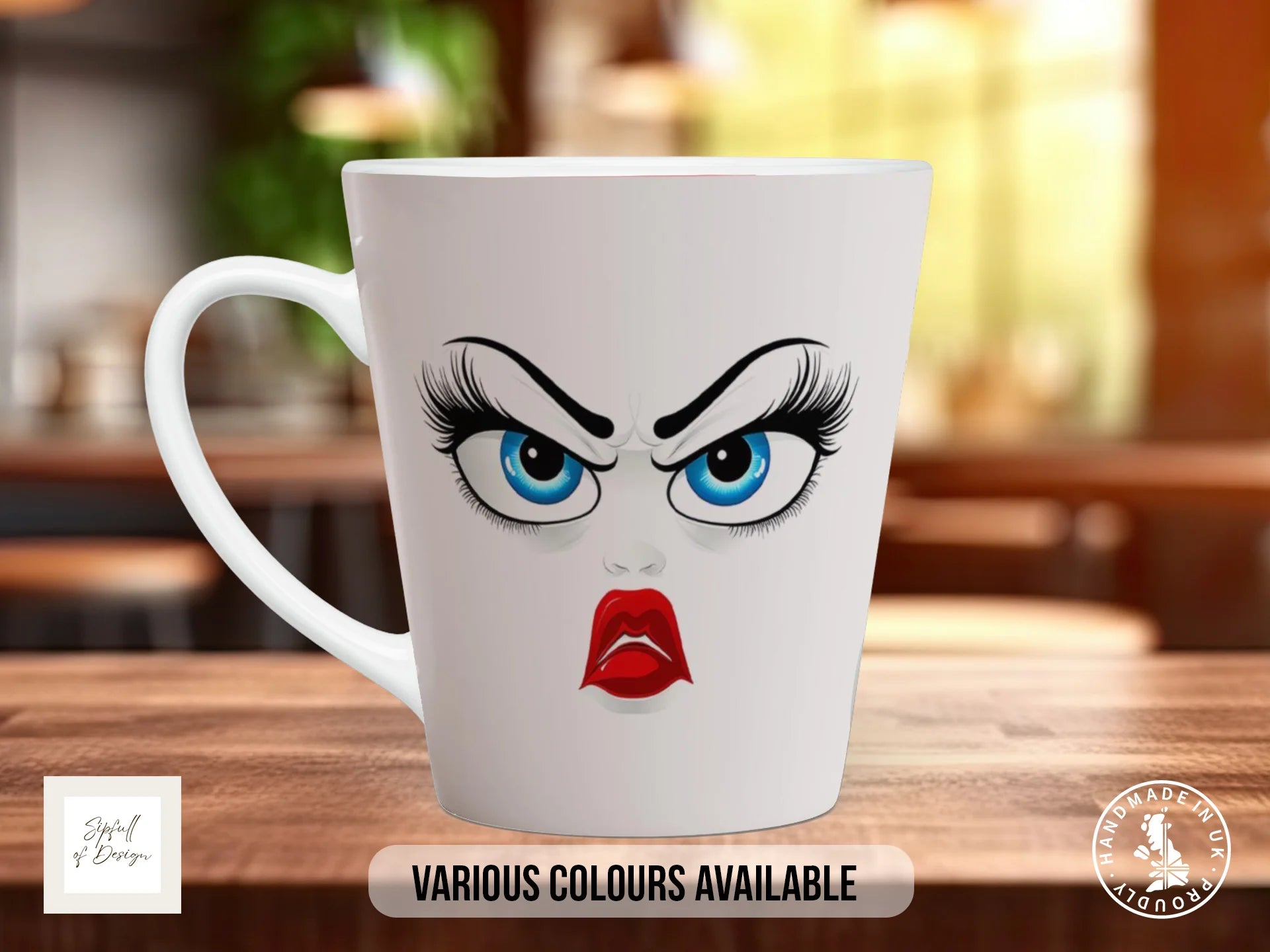 Unimpressed Face Mug | Funny Cartoon Expression Gift 12oz Latte