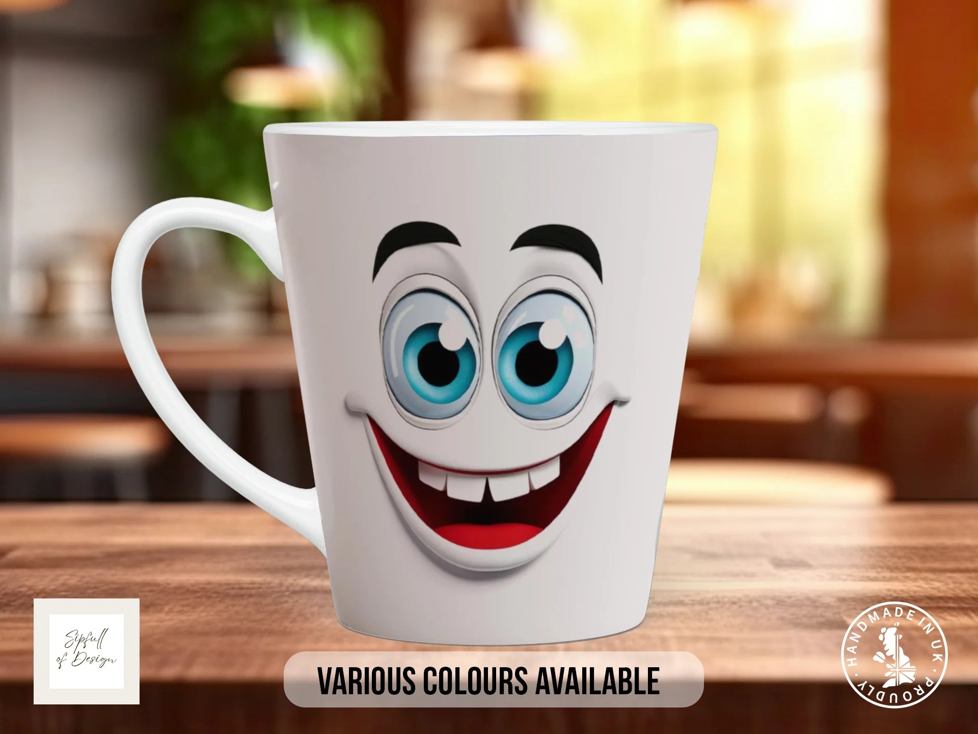 Happy Face Mug | Funny Cartoon Face Gift 12oz Latte