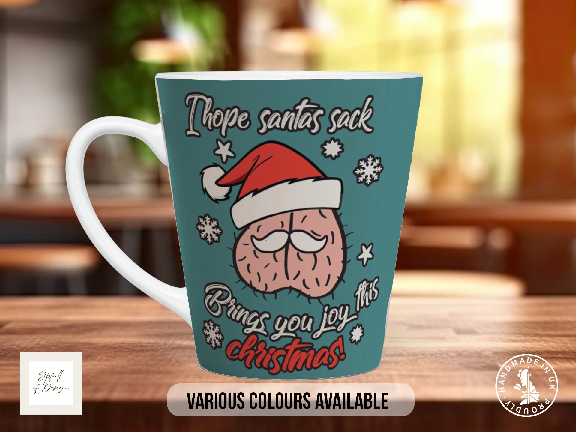 Funny Santa Mug – Naughty Christmas Gift | Cheeky Holiday Mug, Secret Santa Present 12oz Latte