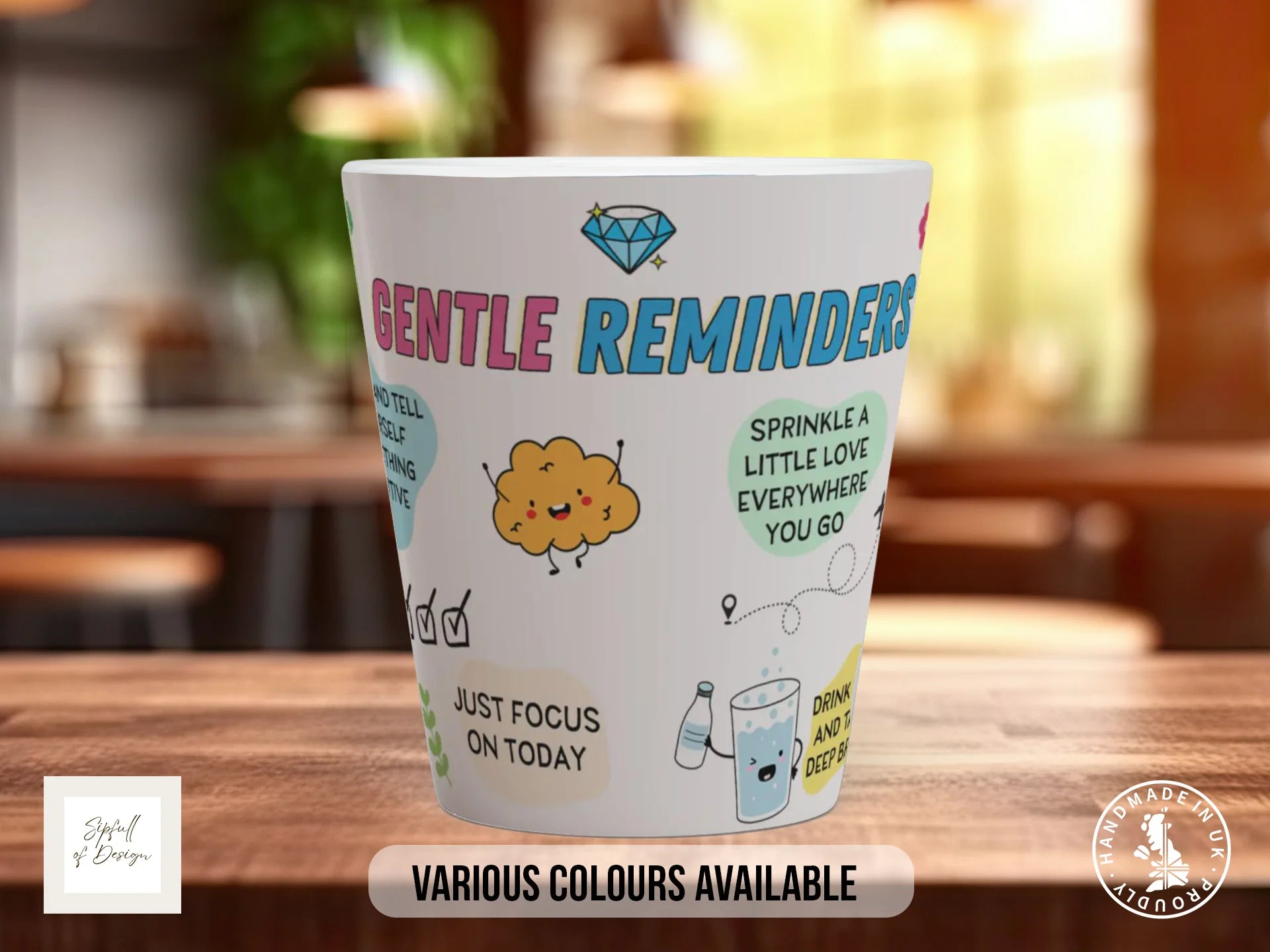 Gentle Reminders Mug | Illustrated Self-Care Gift Mug 12oz Latte