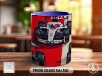 Russell, Bearman and Lindblad British GP Signature Mug – Joel Clark artwork, centre view