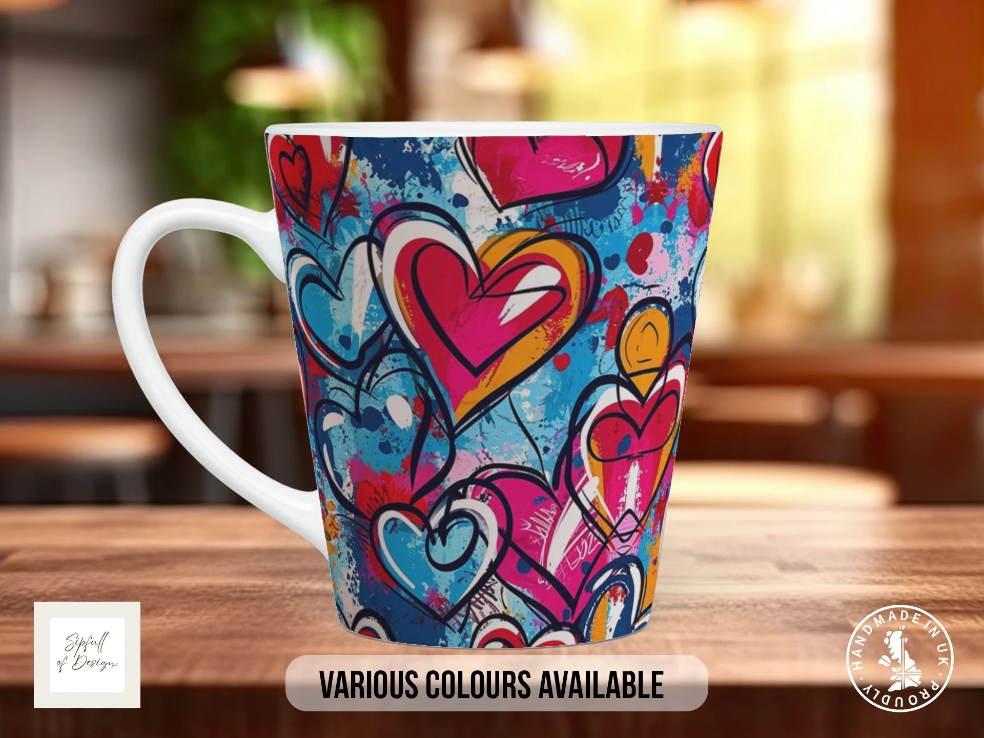 Graffiti Hearts Full Wrap Mug – Design 11 | Street Art Love Letter | Bold Art Mug 12oz Latte