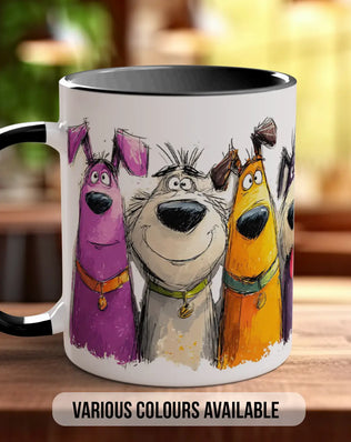 Colourful Dog Crowd Mug | Playful Dog Art