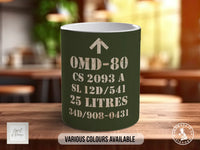 OMD-80 Military Oil Mug | Vintage Army Green Ceramic Cup | Handmade Retro Gift