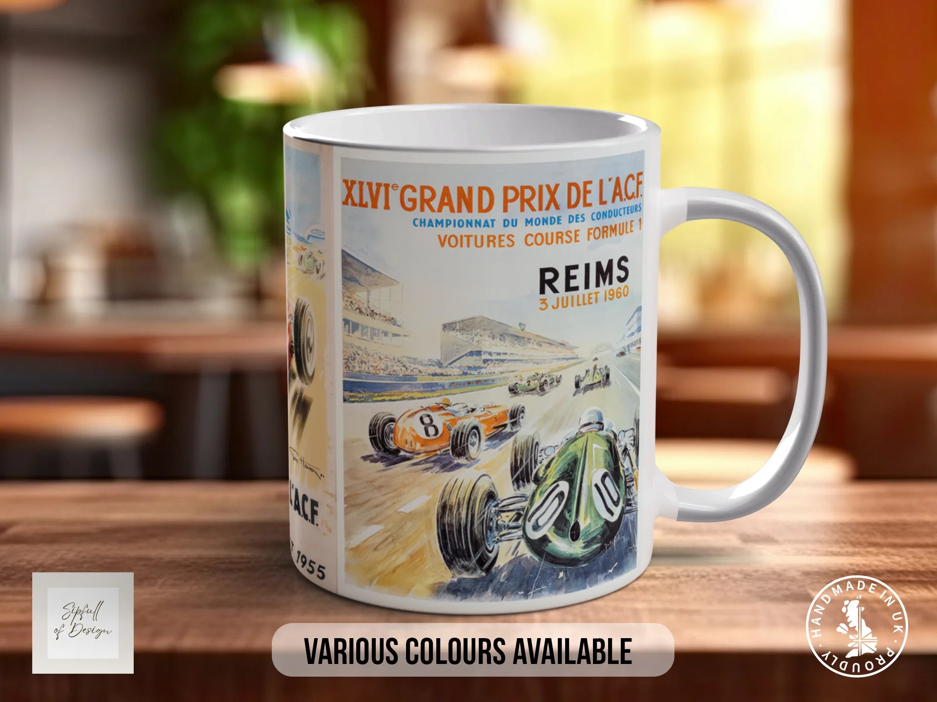 Grand Prix 1950s Mug | Vintage Formula 1 Racing Poster Gift