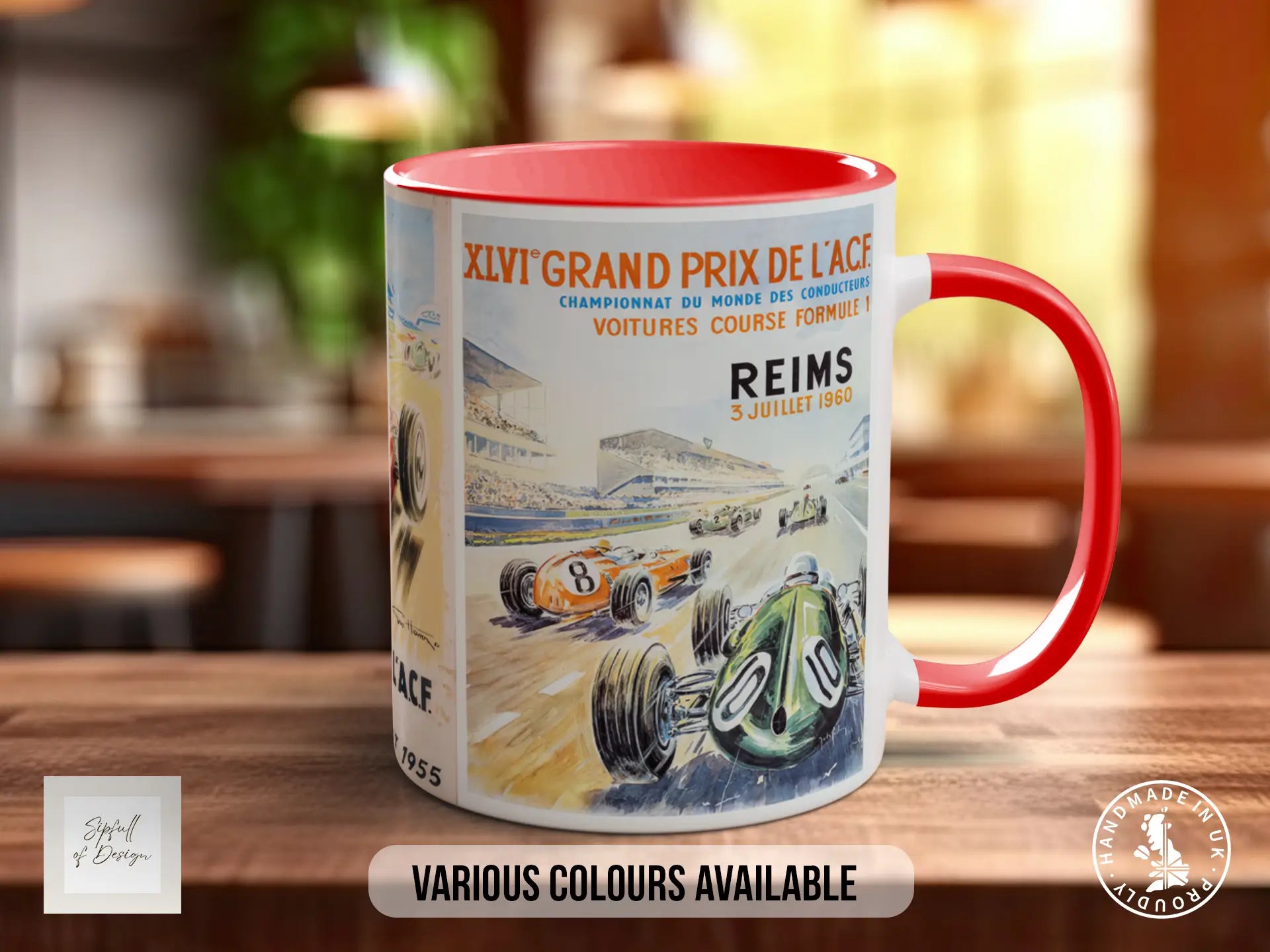 Grand Prix 1950s Mug | Vintage Formula 1 Racing Poster Gift