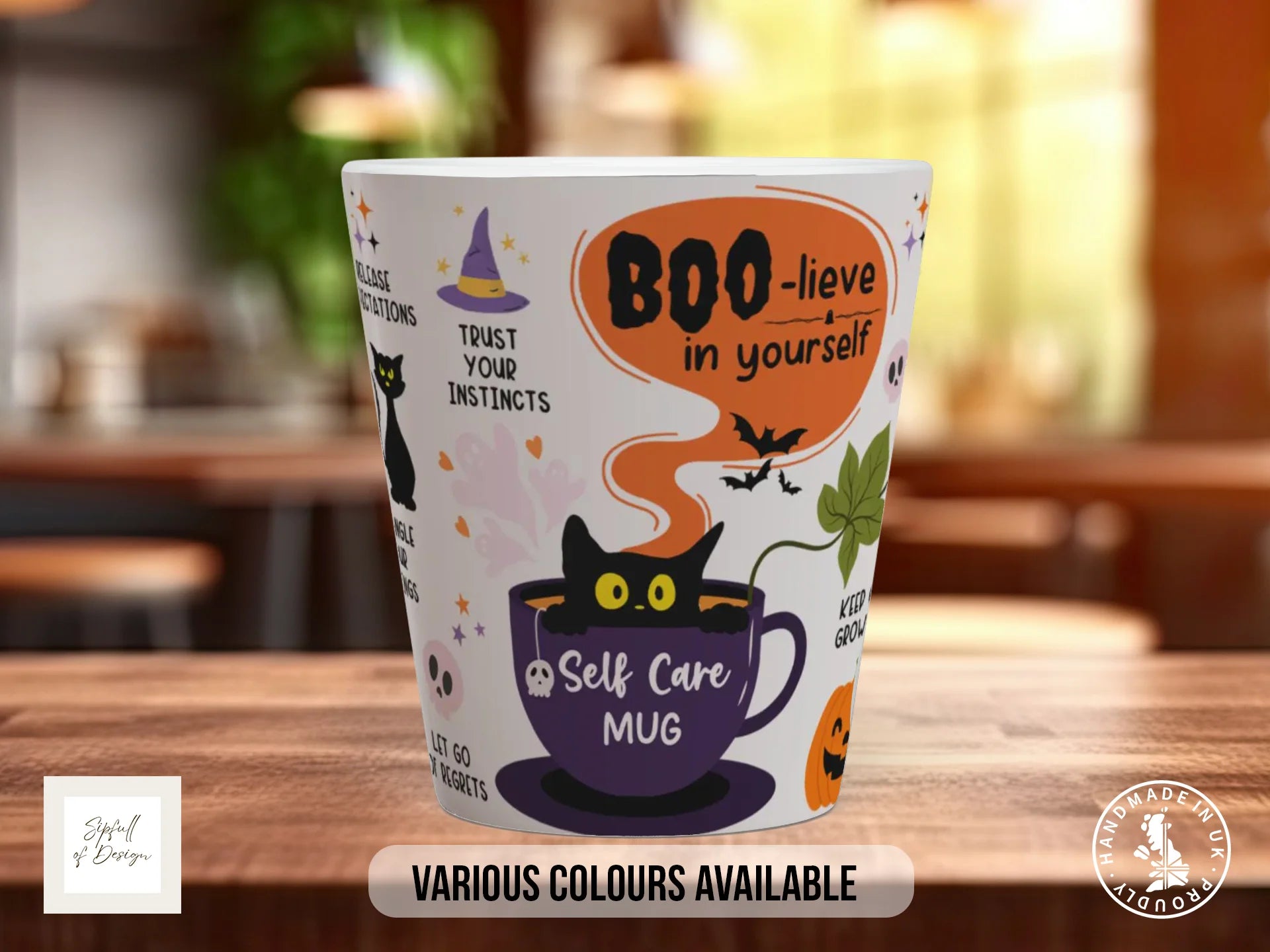 Halloween Self Care Mug | Boo-lieve in Yourself Witchy Gift 12oz Latte