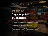 1-year print guarantee — dishwasher and microwave safe (ceramic and bone china mugs)
