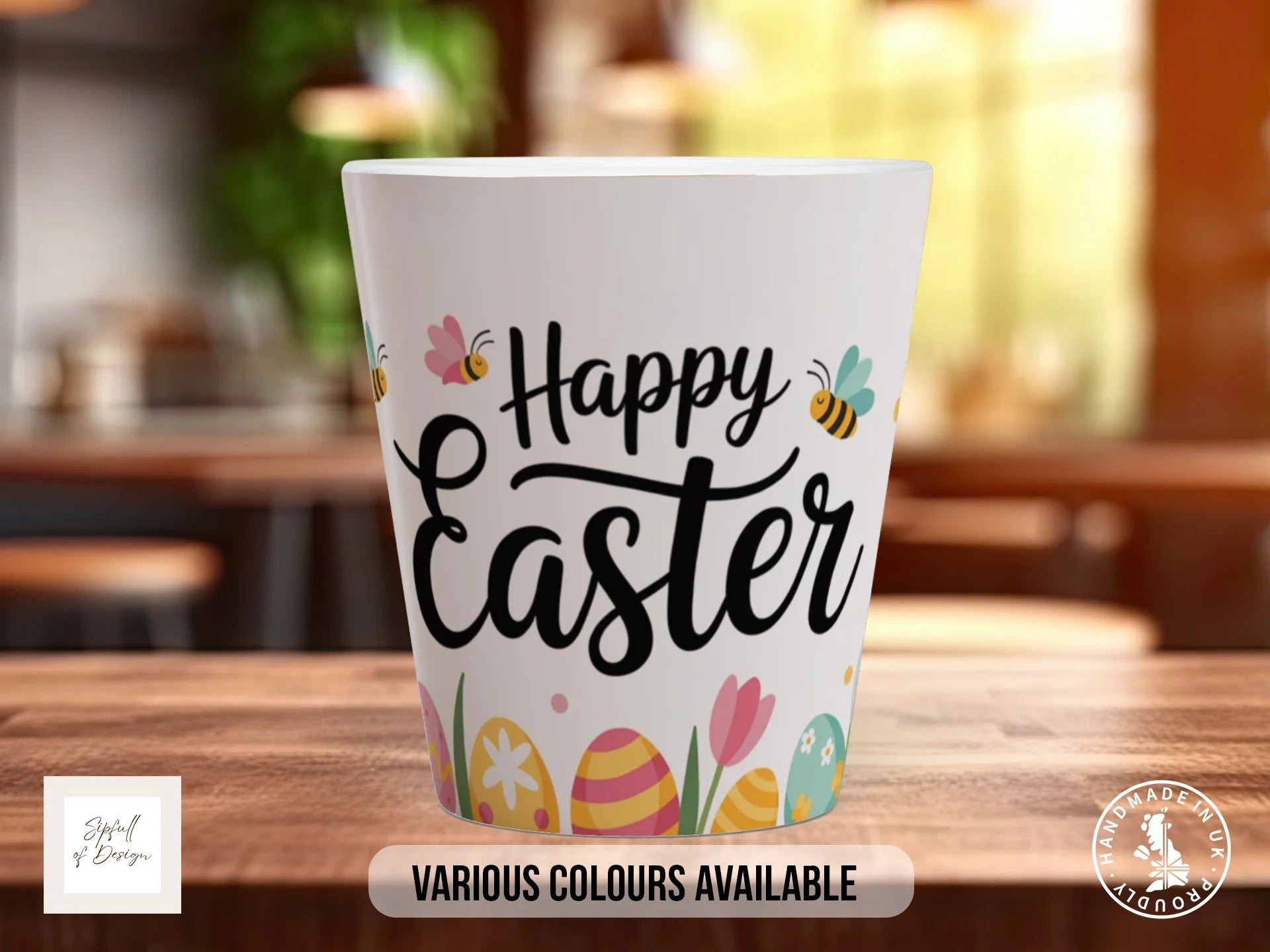 Happy Easter Mug | Colourful Spring Easter Gift 12oz Latte