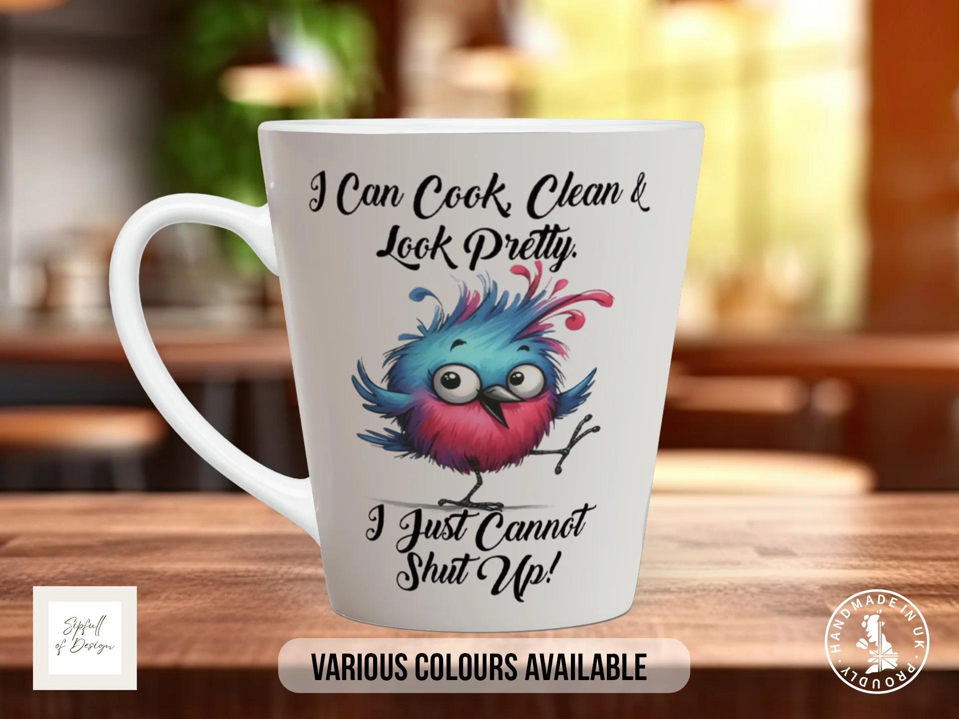 Cook Clean Look Pretty Can't Shut Up Mug | Funny Bird Gift 12oz Latte