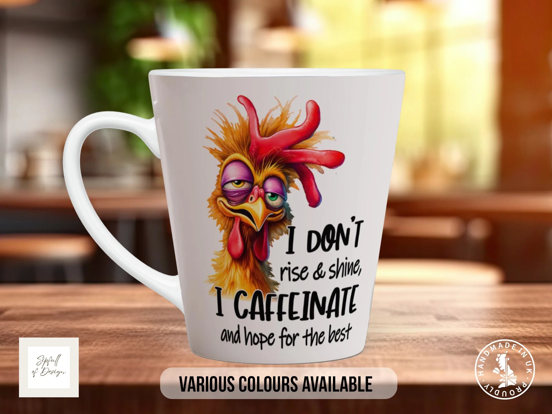 I Don't Rise & Shine I Caffeinate Chicken Mug | Funny Gift 12oz Latte