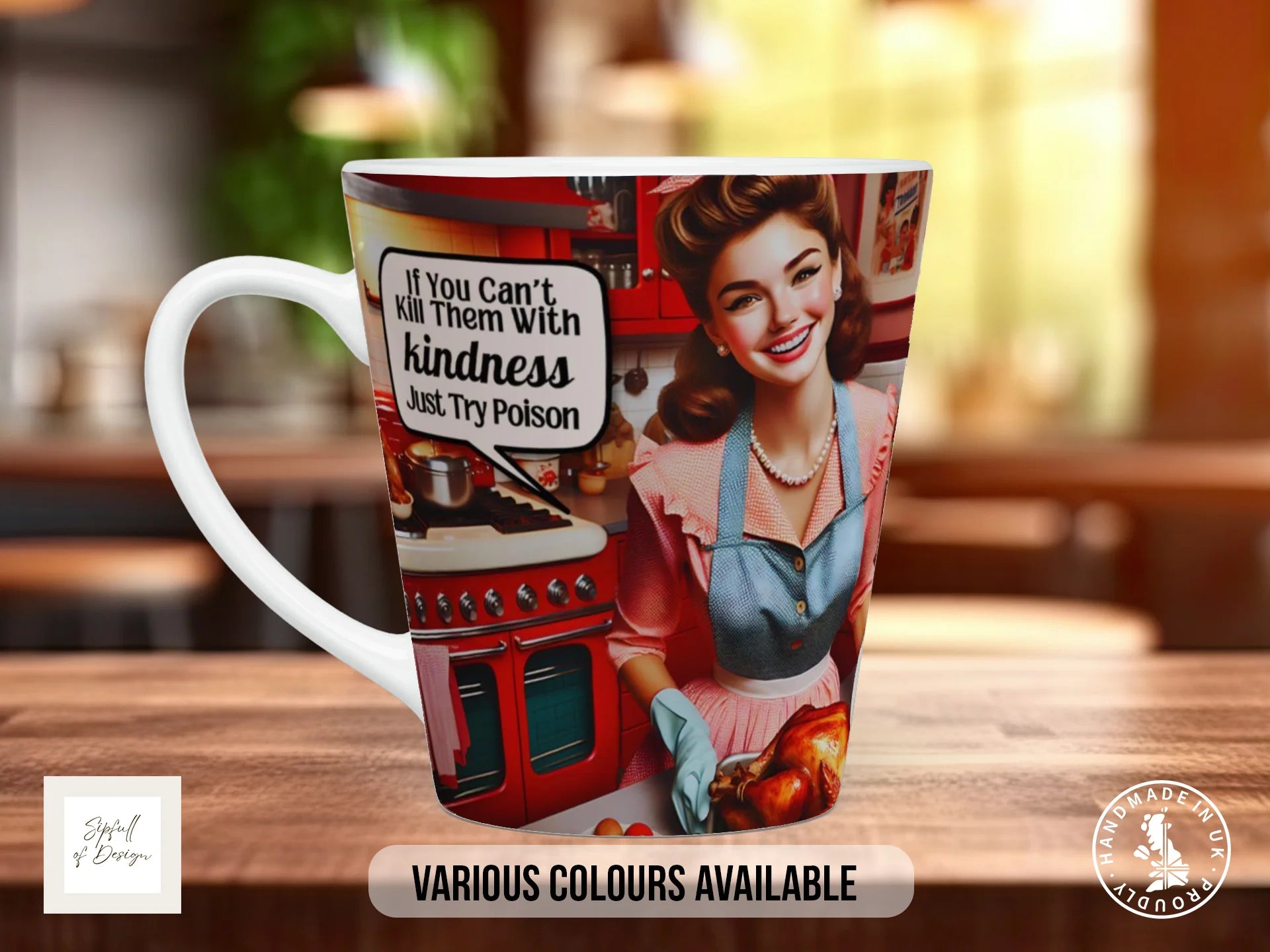 Kill Them With Kindness... Just Try Poison Retro Mug | Funny Dark Humour Gift 12oz Latte