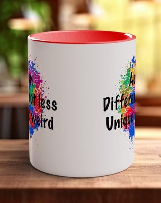 Autism Different Not Less Unique Not Weird Coloured Mug ASD Support - Sipfull of Design