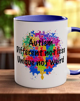 Autism Different Not Less Unique Not Weird Coloured Mug ASD Support - Sipfull of Design
