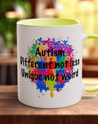 Autism Different Not Less Unique Not Weird Coloured Mug ASD Support - Sipfull of Design
