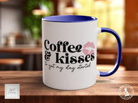 Funny Valentine's mug for coffee and kisses. Start your day with a smile! - Sipfull of Design