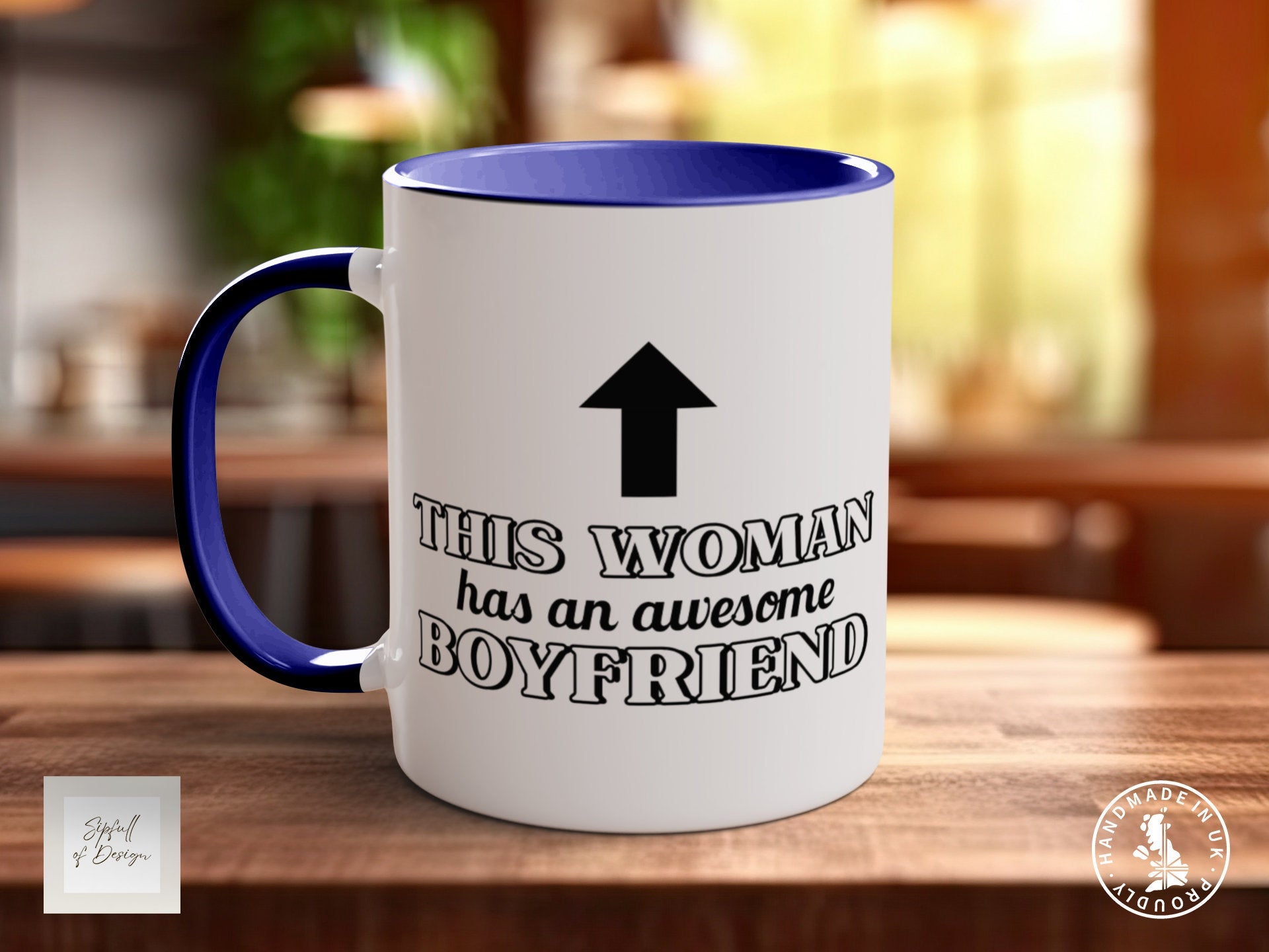 This Woman Has An Awesome Boyfriend Funny gift Valentines Mug Coloured