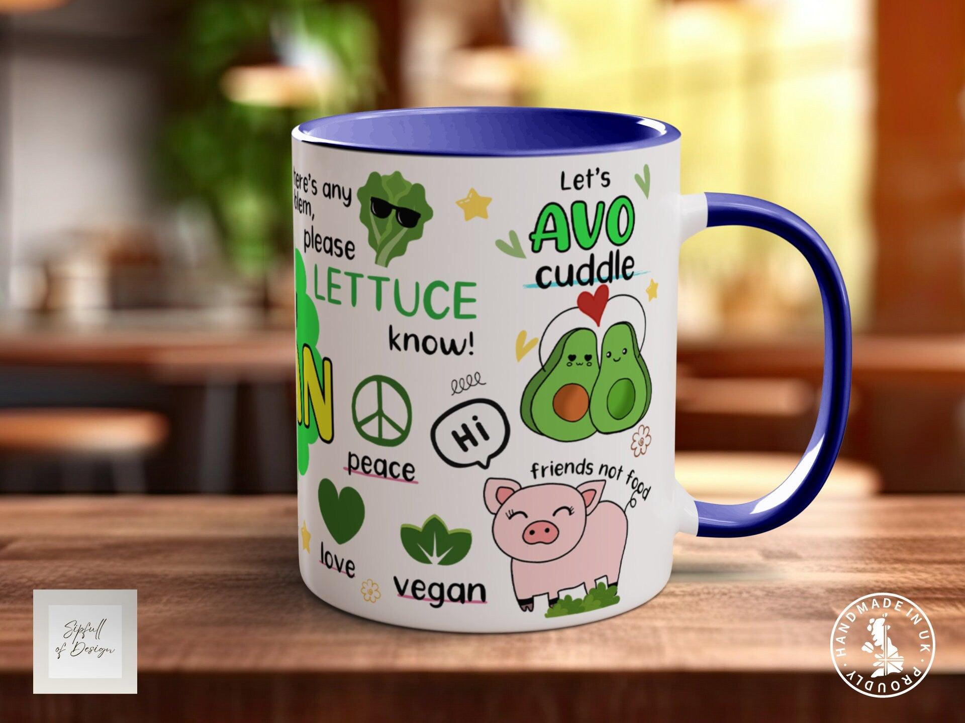 The Happy Vegan Coloured Mug - Motivational and Uplifting to help Mental Health - Sipfull of Design