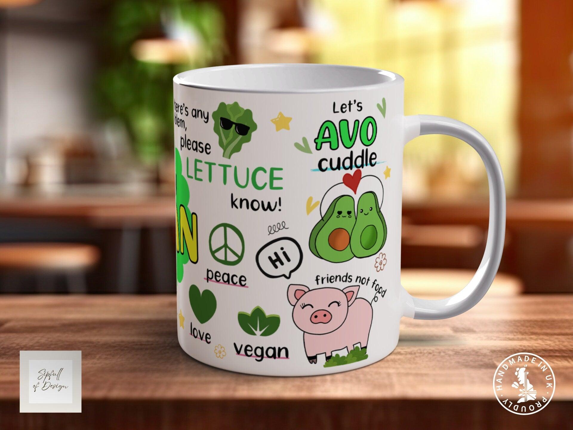 The Happy Vegan Coloured Mug - Motivational and Uplifting to help Mental Health - Sipfull of Design