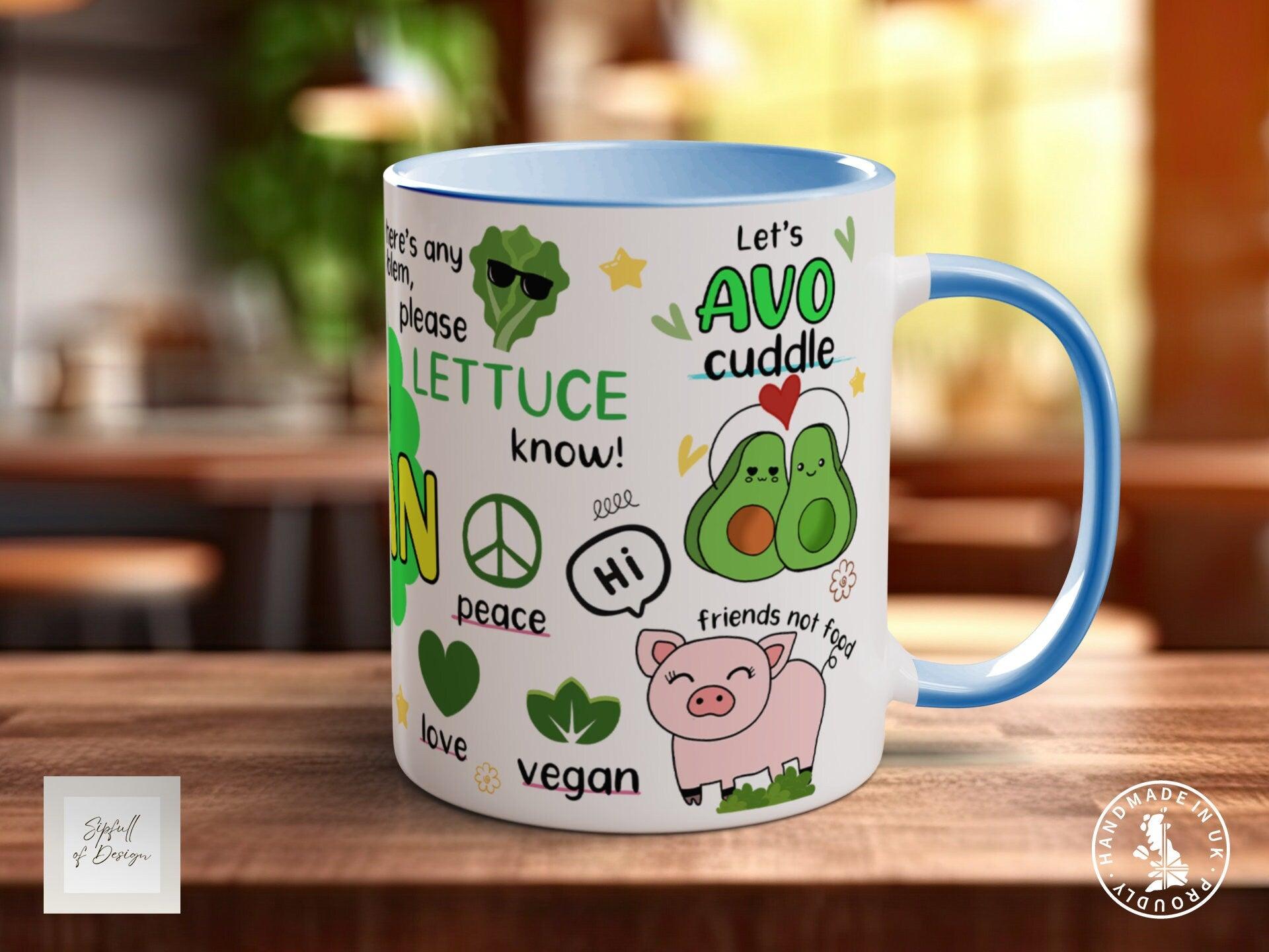The Happy Vegan Coloured Mug - Motivational and Uplifting to help Mental Health - Sipfull of Design