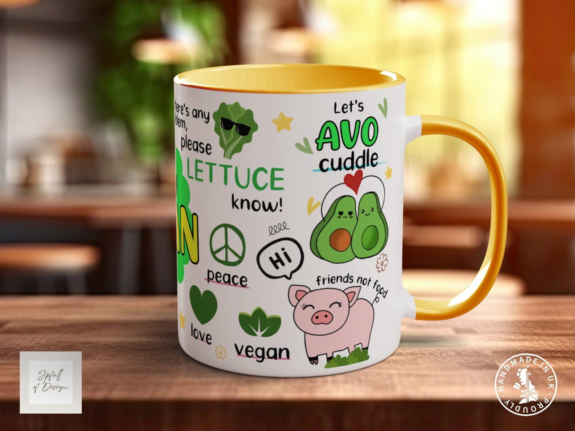 The Happy Vegan Coloured Mug - Motivational and Uplifting to help Mental Health - Sipfull of Design