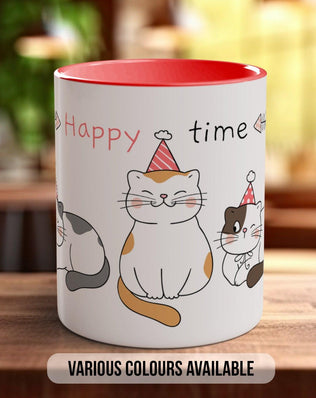 Cute Happy Time Cat Mug - Sipfull of Design