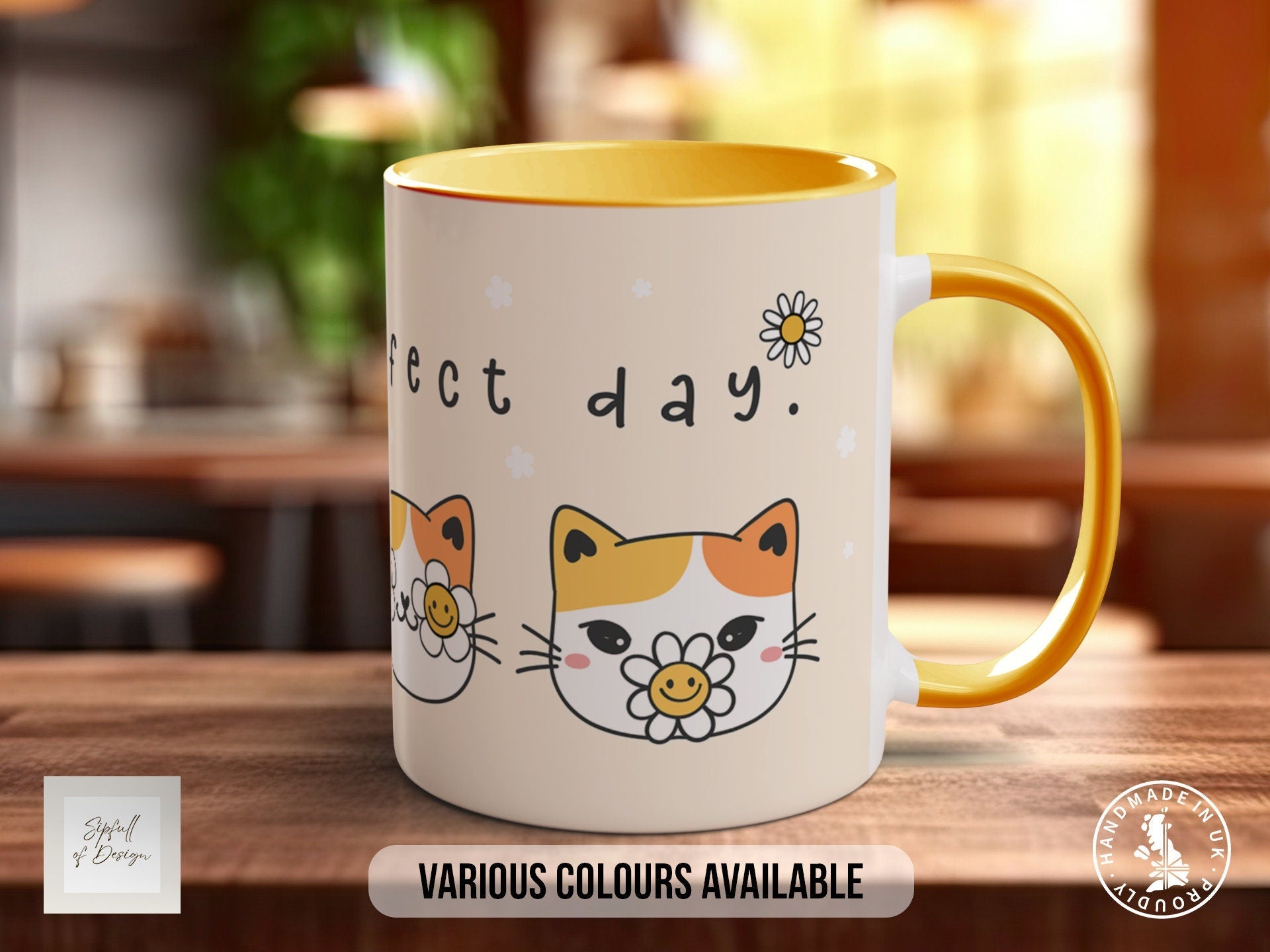 Cute Have A Purrfect Day Cat Mug - Coloured 11oz, Bone China 10oz and 15oz and Latte 12oz options