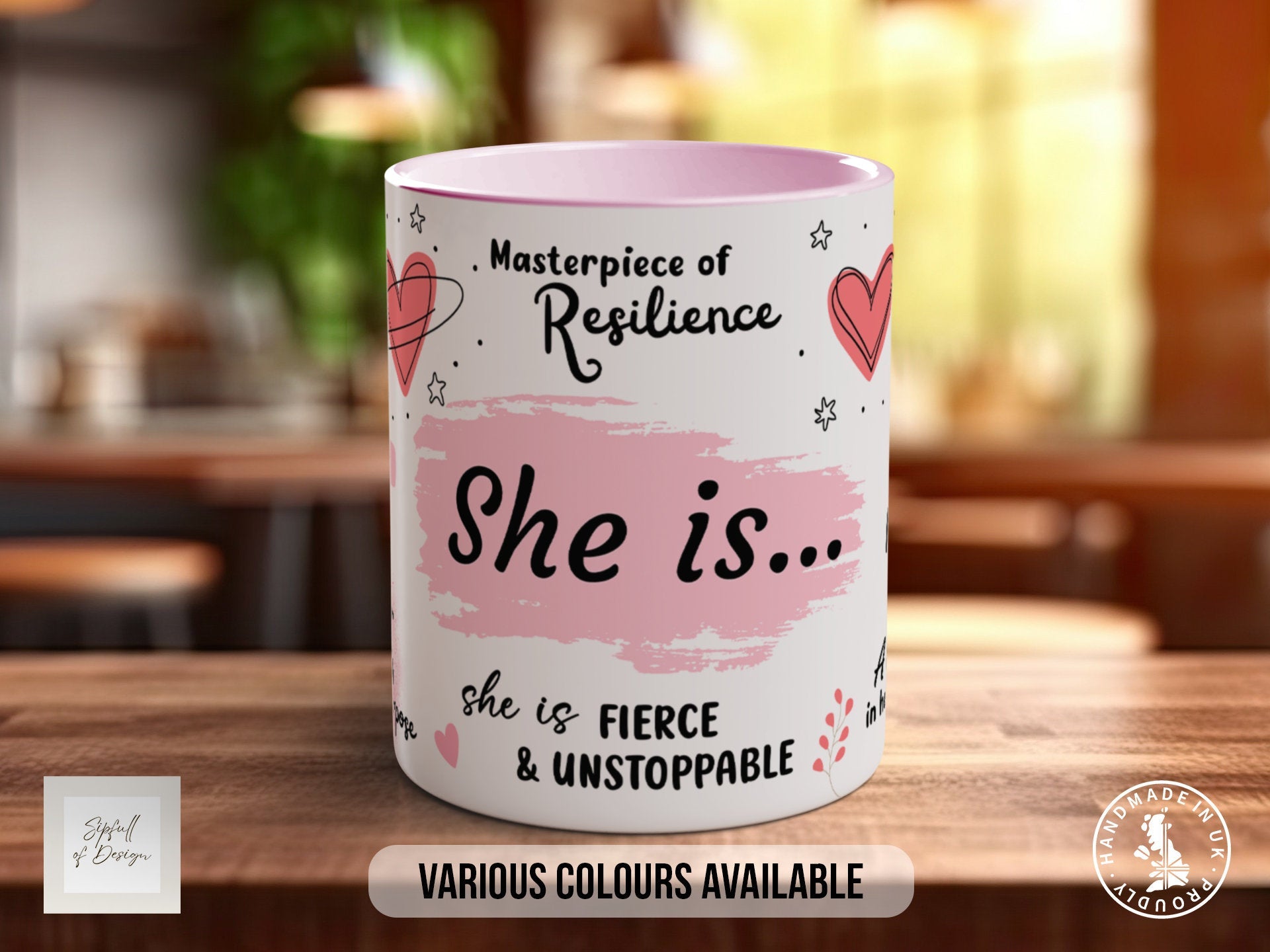 Coloured She is Mug - Motivational and Inspirational, filled with Positive Quotes