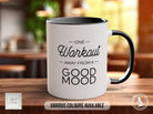 Coloured One Workout Away From A Good Mood Mug - Motivational and Inspirational, Gym Quotes