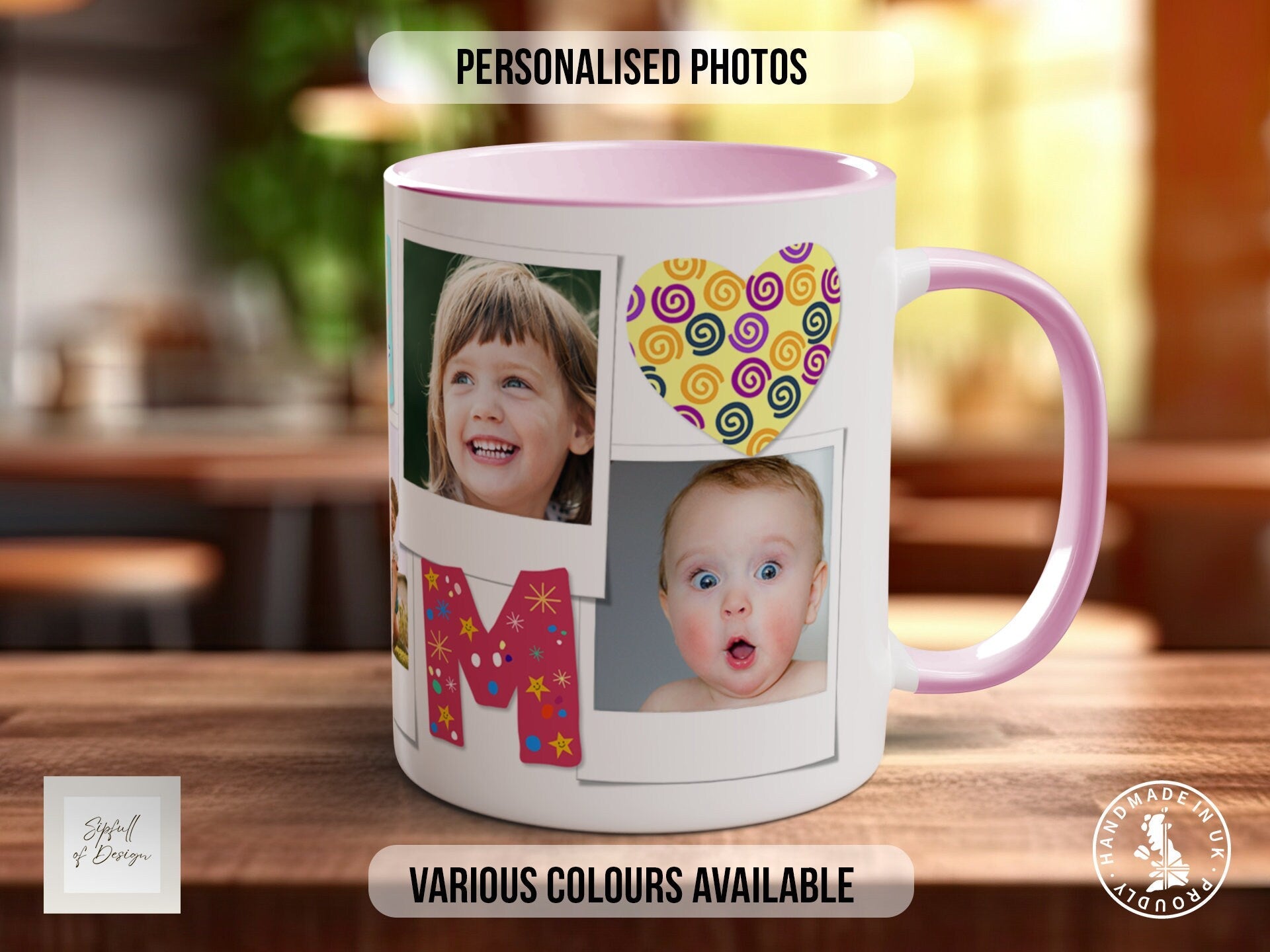 Mum Mothers Day Personalised Photo Mug - Coloured with Your Photos - Coloured 11oz and Bone China 15oz options