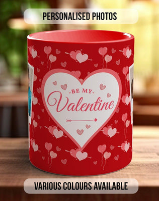 Personalised Be My Valentine Photo Mug Valentines Coloured Mug - Custom Photos - Sipfull of Design