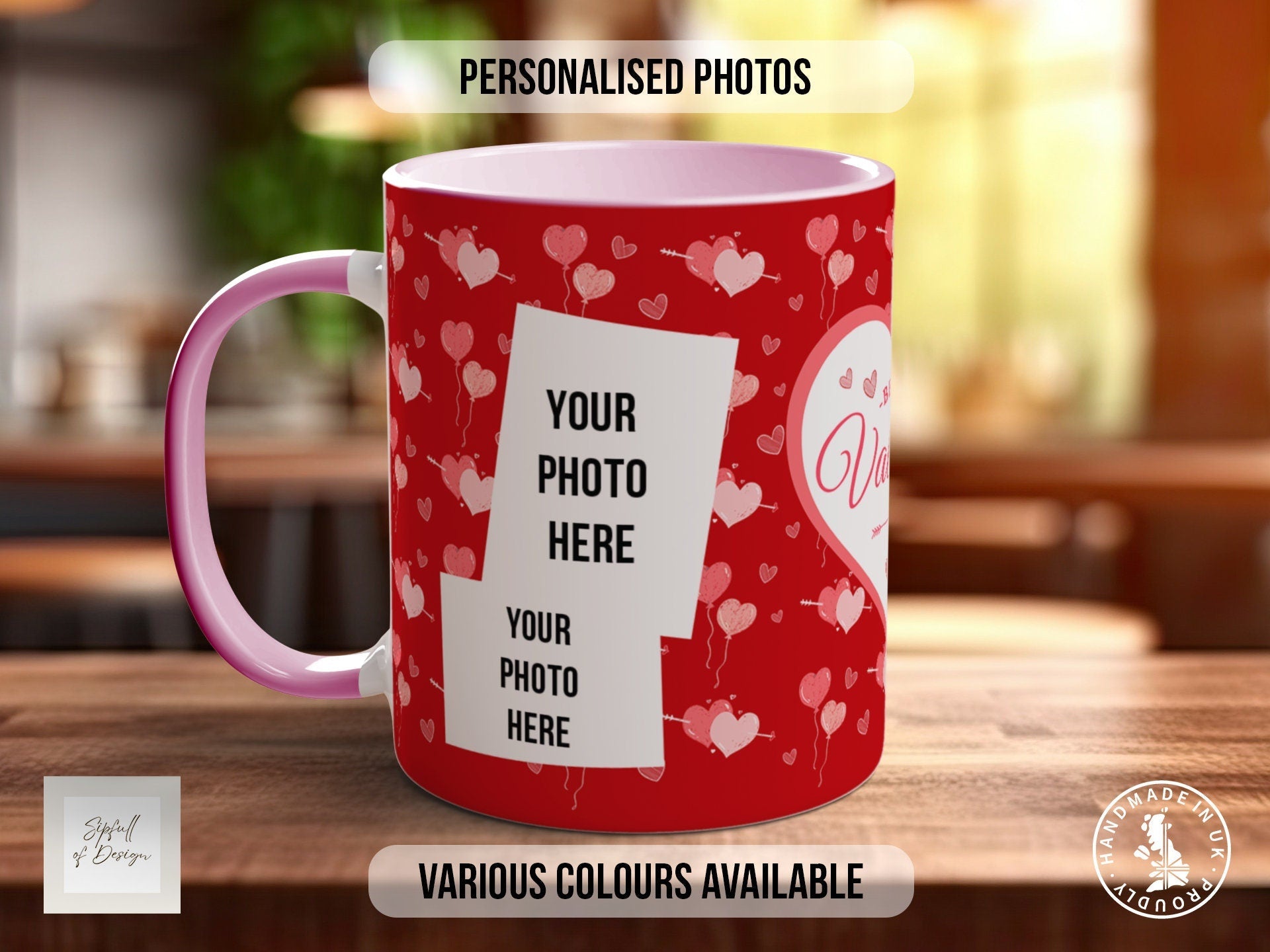 Personalised Be My Valentine Photo Mug Valentines Coloured Mug - Custom Photos