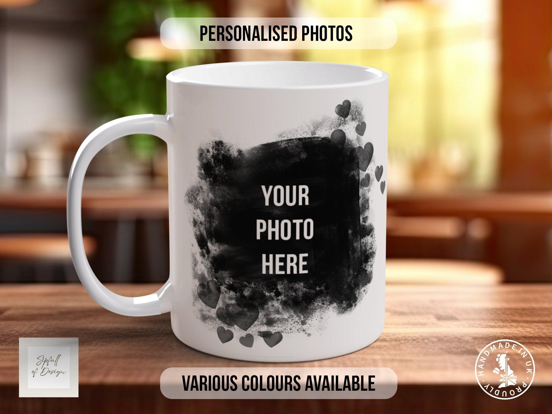 Cute Heart Framed personalised Photo Mug Valentines Coloured Mug - Sipfull of Design