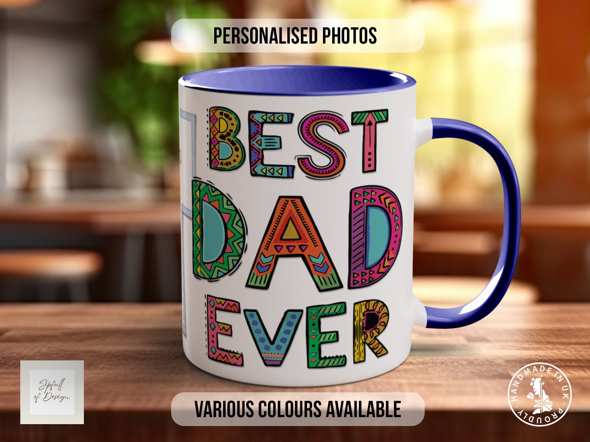 Personalised Best Dad Ever Photo Mug - coloured with your photos - Dad Gift - Ideal Fathers Day Gift
