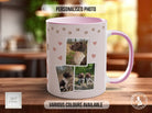 Personalised Dog Mug - Pink Love Paws Photo Grid - Multiple Mug Colours